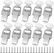10pc Stainless Steel Spring Loaded Toggle Case Box Chest Trunk Latch Hasps Clamp