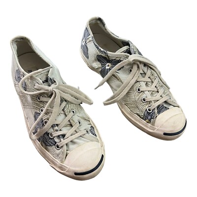 Converse Jack Purcell Floral Low Top Sneakers Womens Size 8 Ivory Canvas