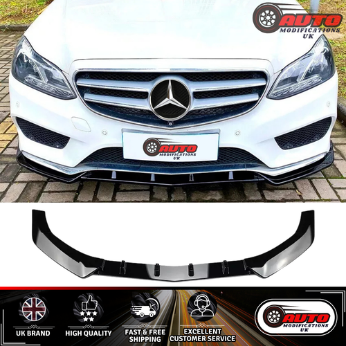 Mercedes E Class W212 AMG Line Front Lip Splitter Gloss Black Spoiler 2013-2016 - Picture 2 of 9