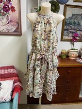 Minx & Moss Ruffled Floral Dress Garterised waist  size 12