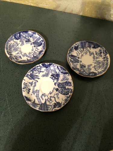 Royal Crown Derby “Mikado” Juego de 3 tazas y platillos de espresso Demitasse Inglaterra - Imagen 2 de 6