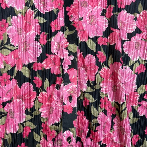Decjuba Shirt Womens Large Pink Black Floral Pleated Button Up Oversized Fit - Picture 3 of 8