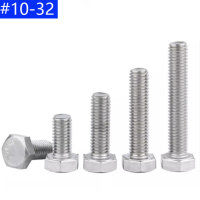 #10-32 UNF Fine Thread Stainless Steel Hex Head Bolts Hex Head Cap Screws DIN933