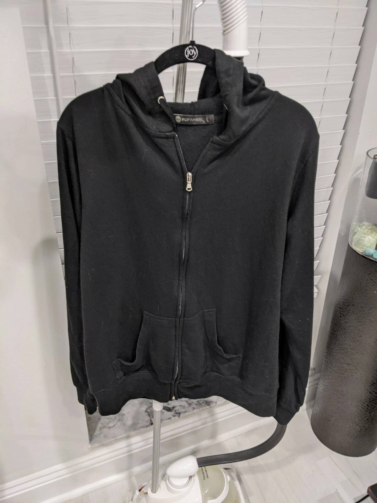 FlyWheel Spin Black Silver Hoodie Sweatshirt Hood Sz L