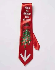 SOLD OUT NEW Spencer's Gifts Red Mens Mistletoe Tie Christmas Novelty Gift