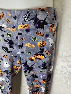 NO BOUNDARIES Womens gray Halloween Print VELOUR Pull On Legging Size  2x(19)5506