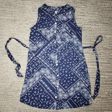 Gap Size XS Womens Petite Shirt Dress Bandana Navy
