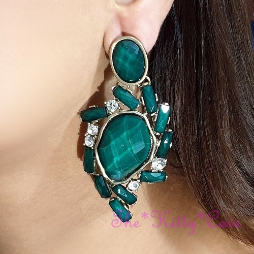 Large Regency Victorian Heirloom Artisan Style Prom Red Carpet Catwalk Earrings - Picture 15 of 21