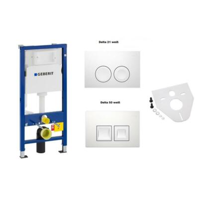 Geberit Duofix Basic Vorwandelement WC inkl. Delta Drückerplatte Schallschutzset