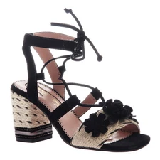 Poetic Licence Women's Entwined Ghillie Lace-Up Block Heel Sandals Black
