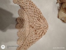 Vintage crocheted Cap baby bonnet Doll cotton Tan Amish antique Cottage Cap