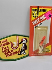 Vintage Luhr Jensen Era Hot Shot 50 on Red Card. Silver Fire Head