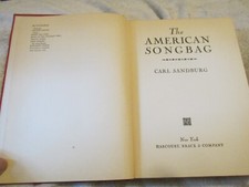 The American Songbag Carl Sandburg 1927 First Edition 1st Printing Antique Book