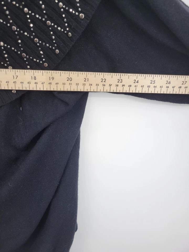 Vila Milano 毛衣女式大码黑色大领串珠艺术装饰艺术套衫 — 第 4/4 张图片