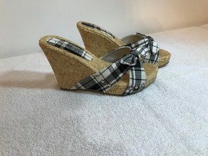 black and white plaid sandals