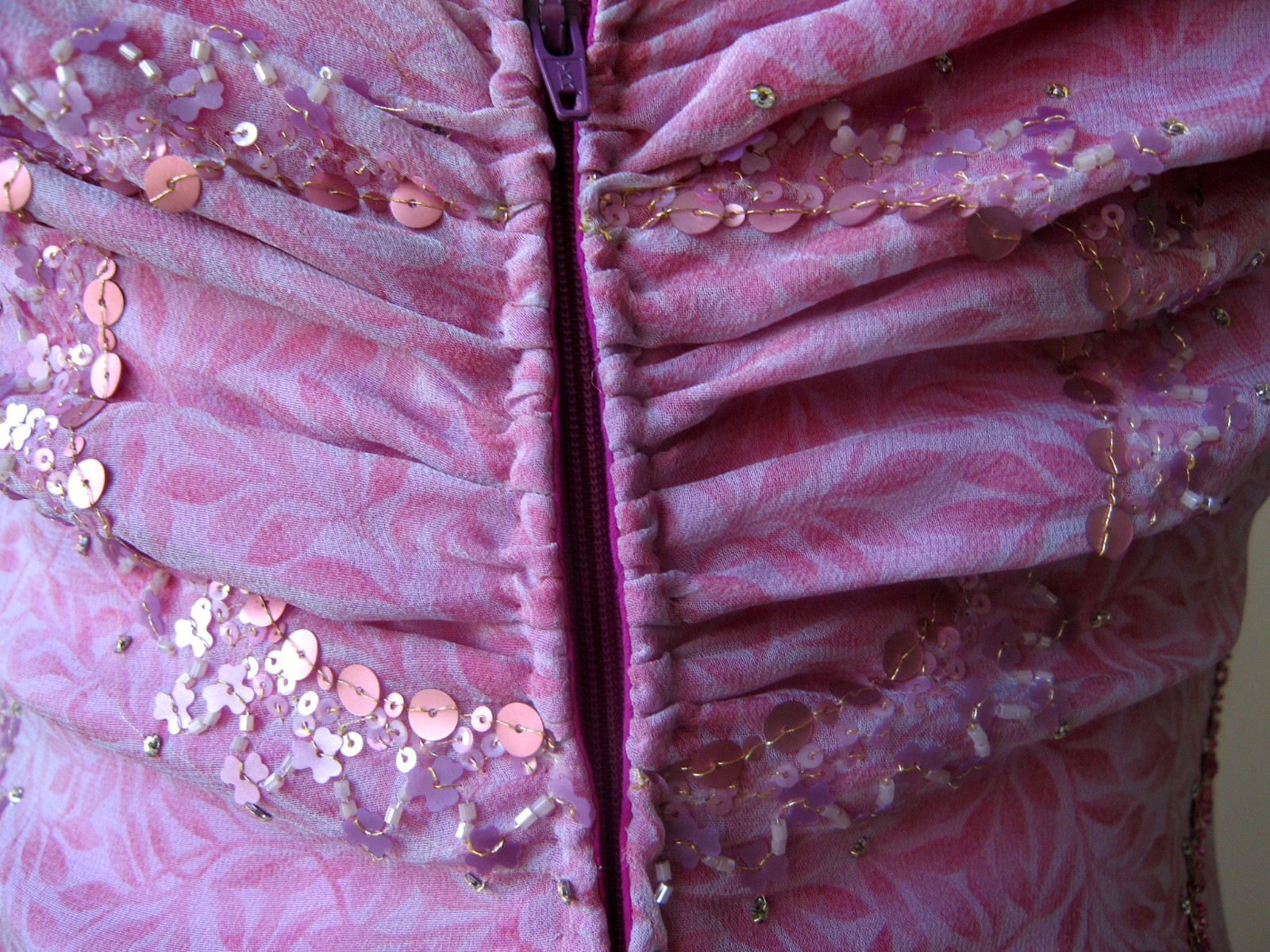 Badgley Mischka  dress  light purple beaded hot pink chiffon lining image 7