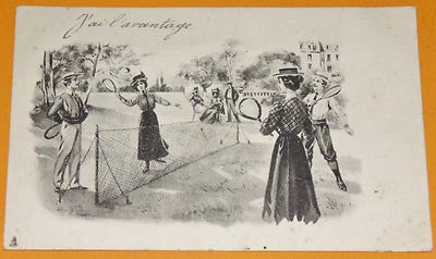 CPA 1909 PARTIE DE TENNIS J'AI L'AVANTAGE BELLE-EPOQUE SPORT - Photo 1/2