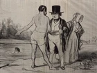 Swimming authorized: Lithograph by Daumier: series "Les Baigneurs"