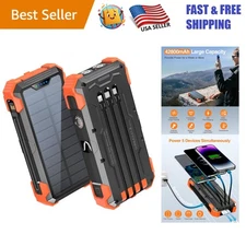 Robust 42800mAh Solar Power Bank with Emergency Flashlight & Easy Carabiner Clip