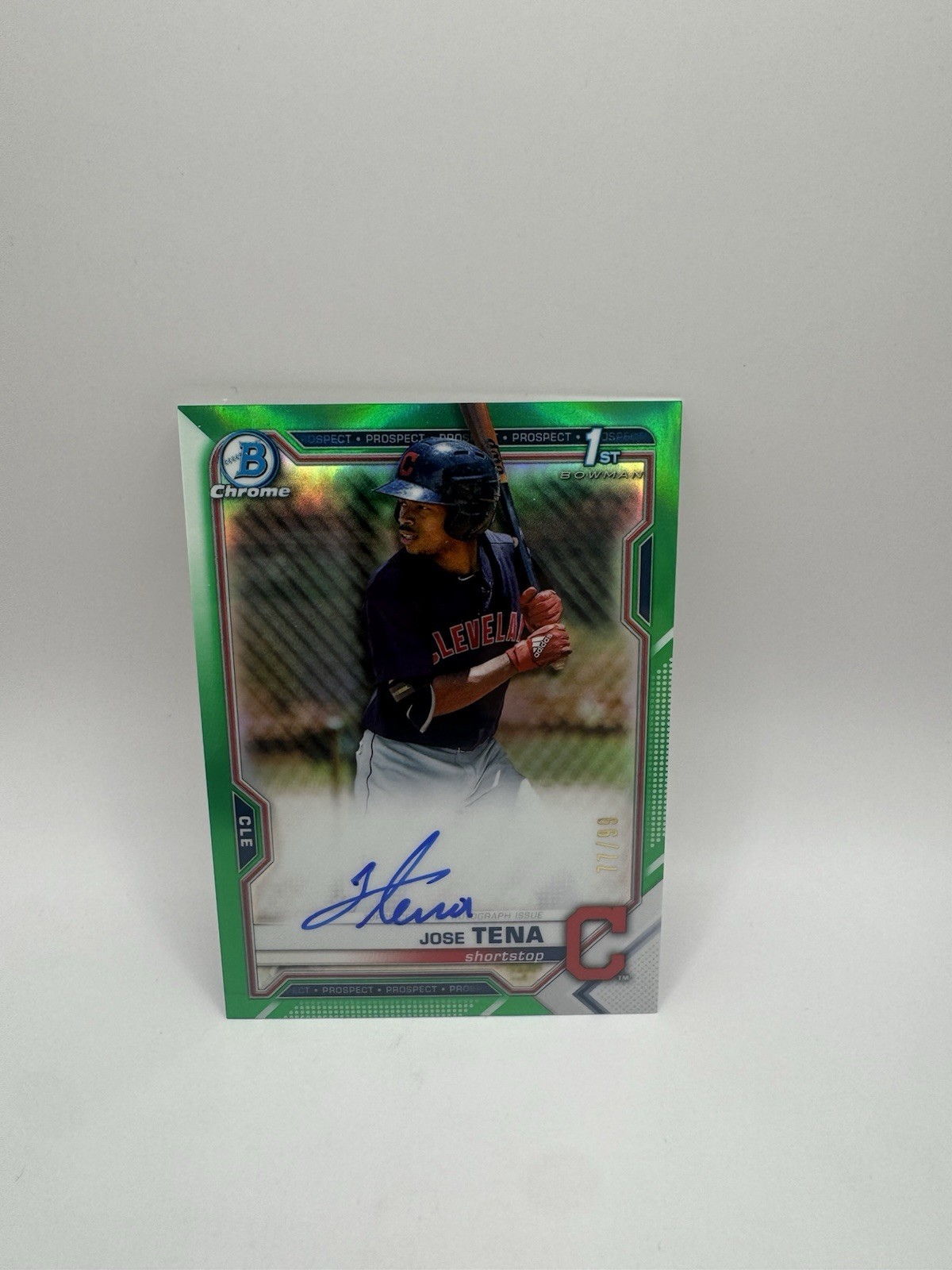 Jose Tena 2021 1st Bowman Chrome AUTO Prospect GREEN REFRACTOR /99 RC