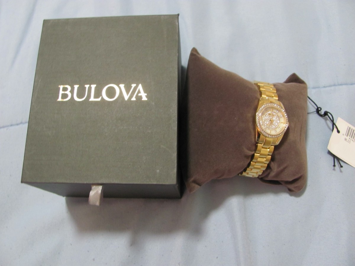 Bulova Classic 98L315 Crystal Pave Gold Tone Dial and Band Women’s Watch 98L315 Bulova women main image 4