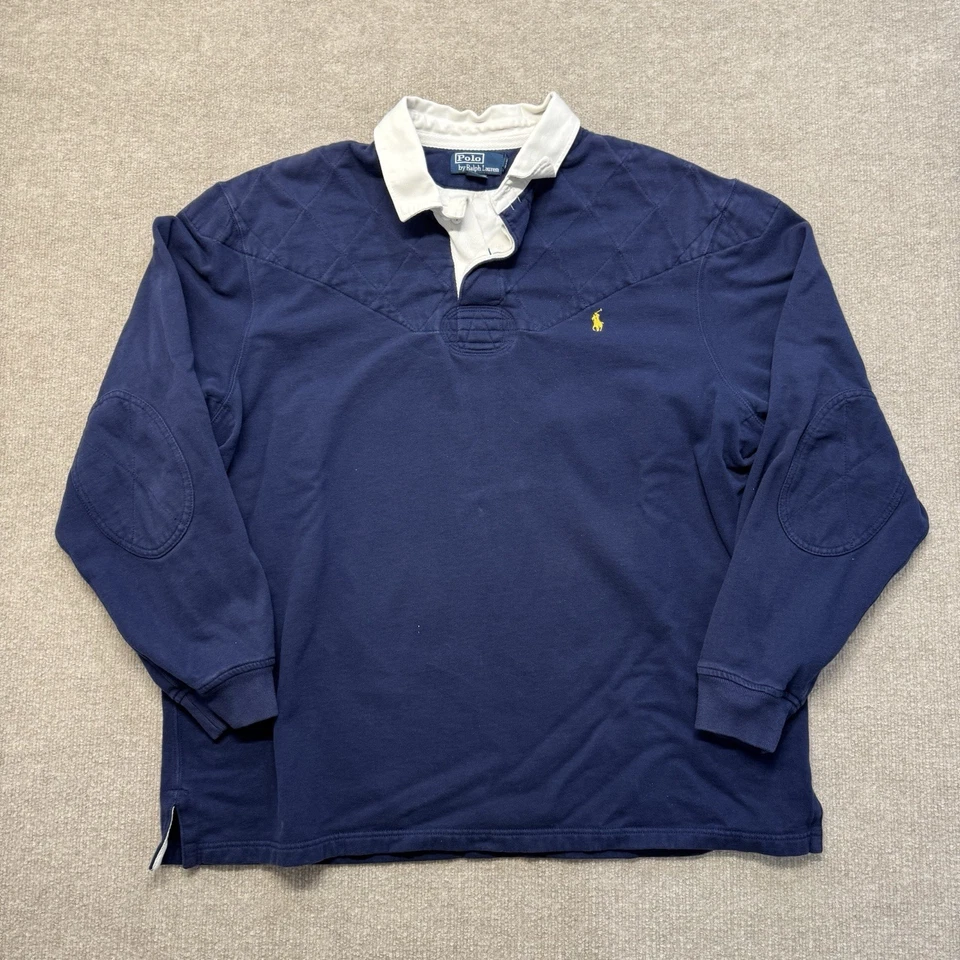 VTG Polo Ralph Lauren Rugby Polo Shirt Mens 2XLT Pony Padded Shoulder Elbow - Image 2 of 4