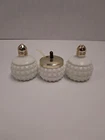 Vintage  Nippon? Japan Milk Glass Salt & Pepper w/ Mustard Jar with Spoon & Lid