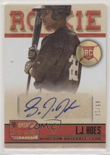 2013 Panini America's Pastime Rookie Auto Green 5/10 LJ Hoes #268 Auto a0s