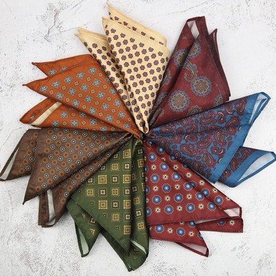 Vintage Paisley Pocket Square Handkerchief Men's Chest Business Suit Accessories