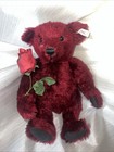 Steiff Burgundy Bear with Rose and Tear Drop 16”#665844 - 1999