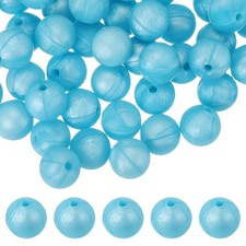 60 Pcs Silicone Beads 9mm Bulk Beads for Keychain Making Blue