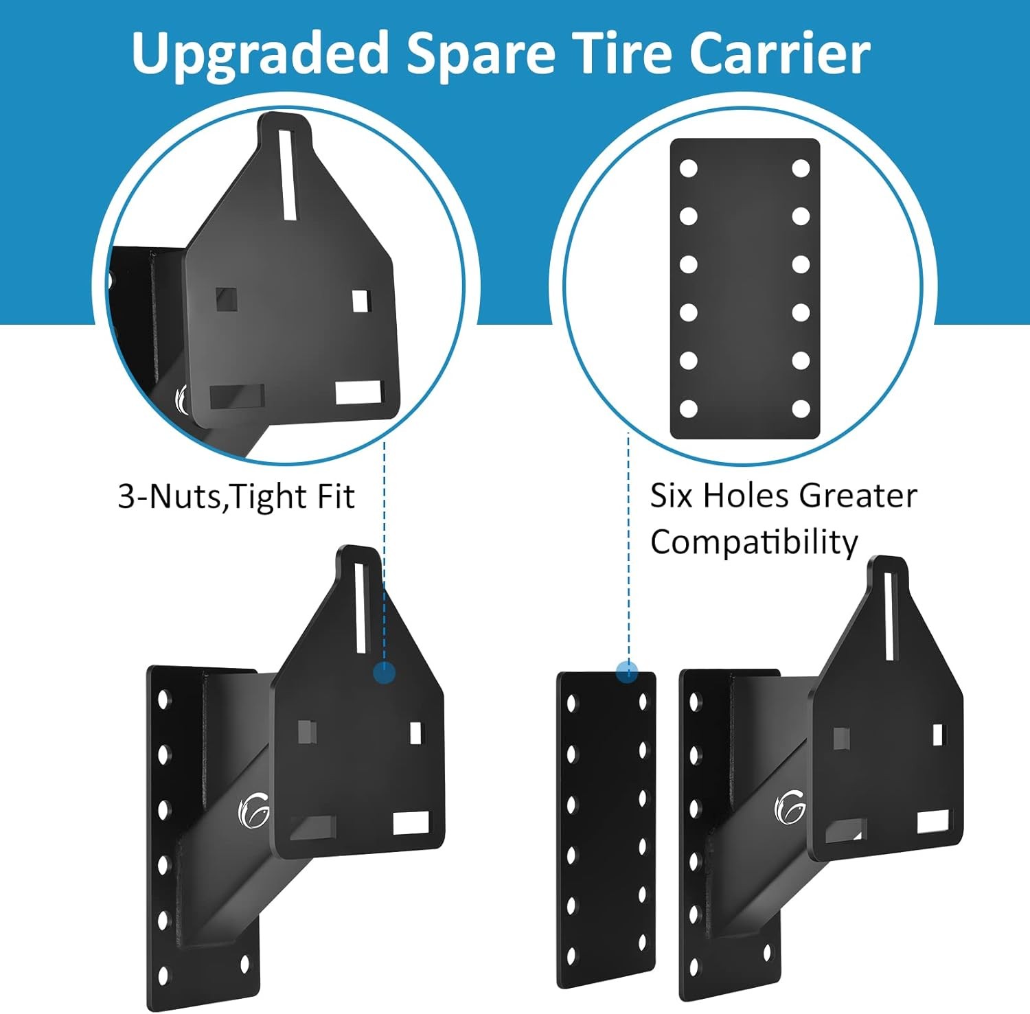 GADFISH Spare Tire Carrier Mount, 3-Nuts Design Trailer Bracket Heavy Duty... 