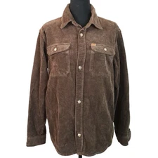 NWT Buffalo David Bitton Chocolate Brown Corduroy Shacket Men Small Button Down 