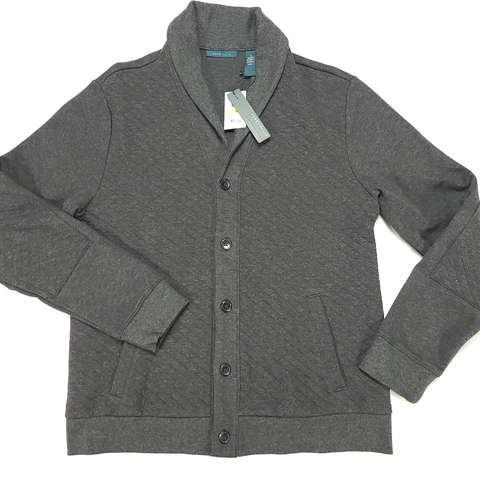Perry Ellis Mens Cardigan Sweater Size M Medium Gray Principles New Tags NWT U50 - Image 3 of 4