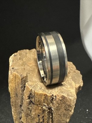 Titanium Ring Matte Finish and IP Black Design 8mm