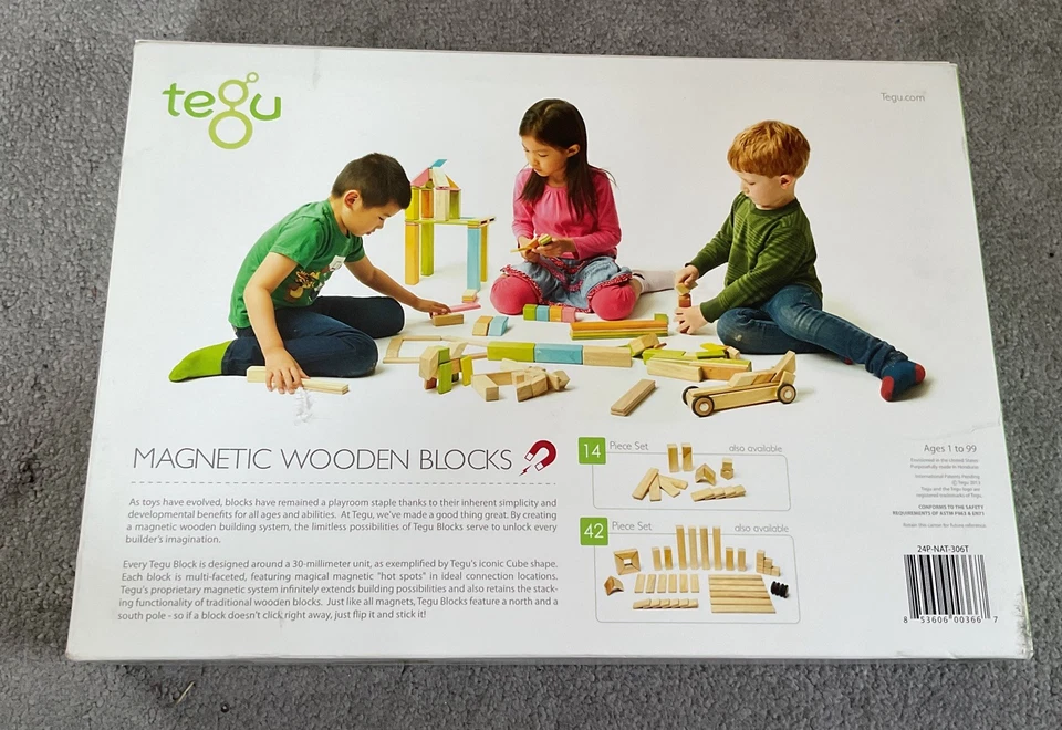 Tegu 24 Piece Magnetic Wooden Block building toy Set Natural open ended stem toy - Image 2 of 3