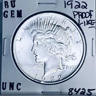 1922 P BU GEM PEACE SILVER DOLLAR UNC MS+++ U.S. MINT RARE COIN 8425