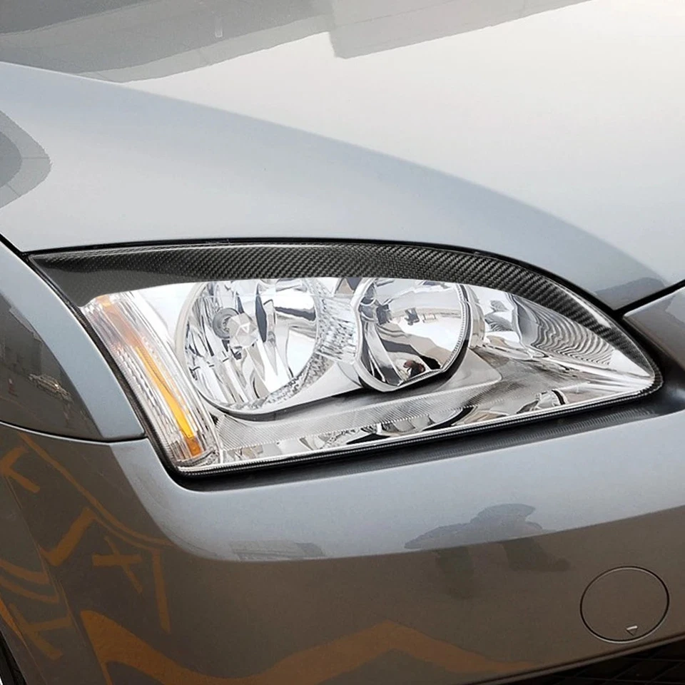 Panel de cubierta de párpado de faros delanteros de fibra de carbono para Ford Focus 2005-2008 Foto 2 de 4