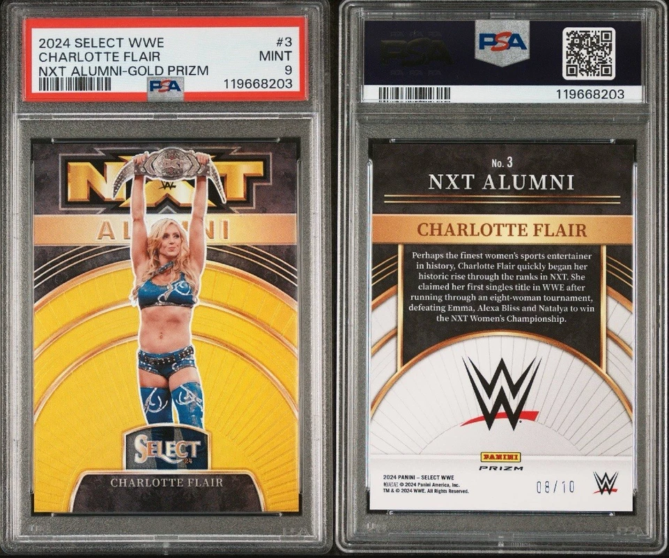 2024 Panini Select WWE - Nxt Alumni Charlotte #3 Gold Prizm /10 - Image 2 of 4