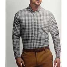 NEW IZOD Men's Size L Luxe Touch Plaid Long Sleeve Modern Fit Dress Shirt