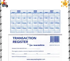 12 Checkbook Transaction Registers 2025-2026-2027 Calendars Check Book Bank ...