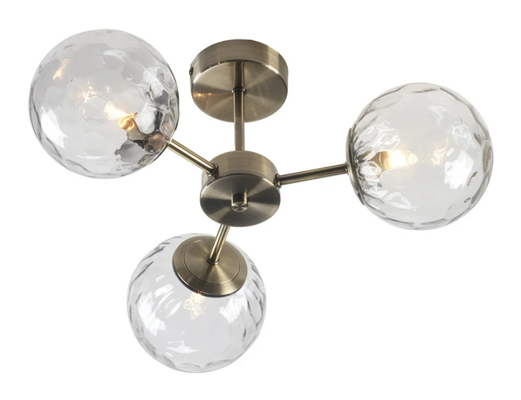 Ceiling Light Brass Charlton 3 Antique Oaks Lighting 7016/3 SF AB