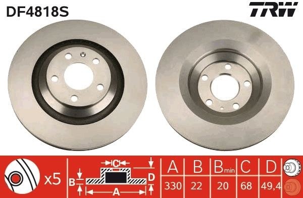 2 X Bremsscheibe TRW DF4818S FüR Audi A6 A6 Avant-image