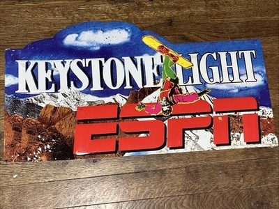 Keystone Light ESPN Metal Sign Wall Decor 1997 Coors Snowboard X Games Embossed