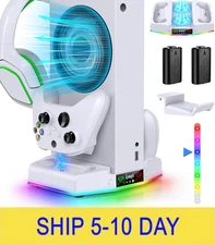 Cooling Stand & Charging Station for Xbox Series S with RGB Light Strip,Dual Con