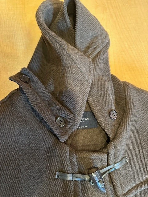 BURBERRY London Duffle Coat Mens Medium Olive Brown Toggle Hooded Jacket image 4