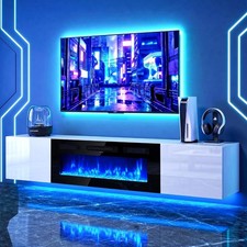 70'' Floating TV Stand with 36" Electric Fireplace, Wall Mounted Entertainment