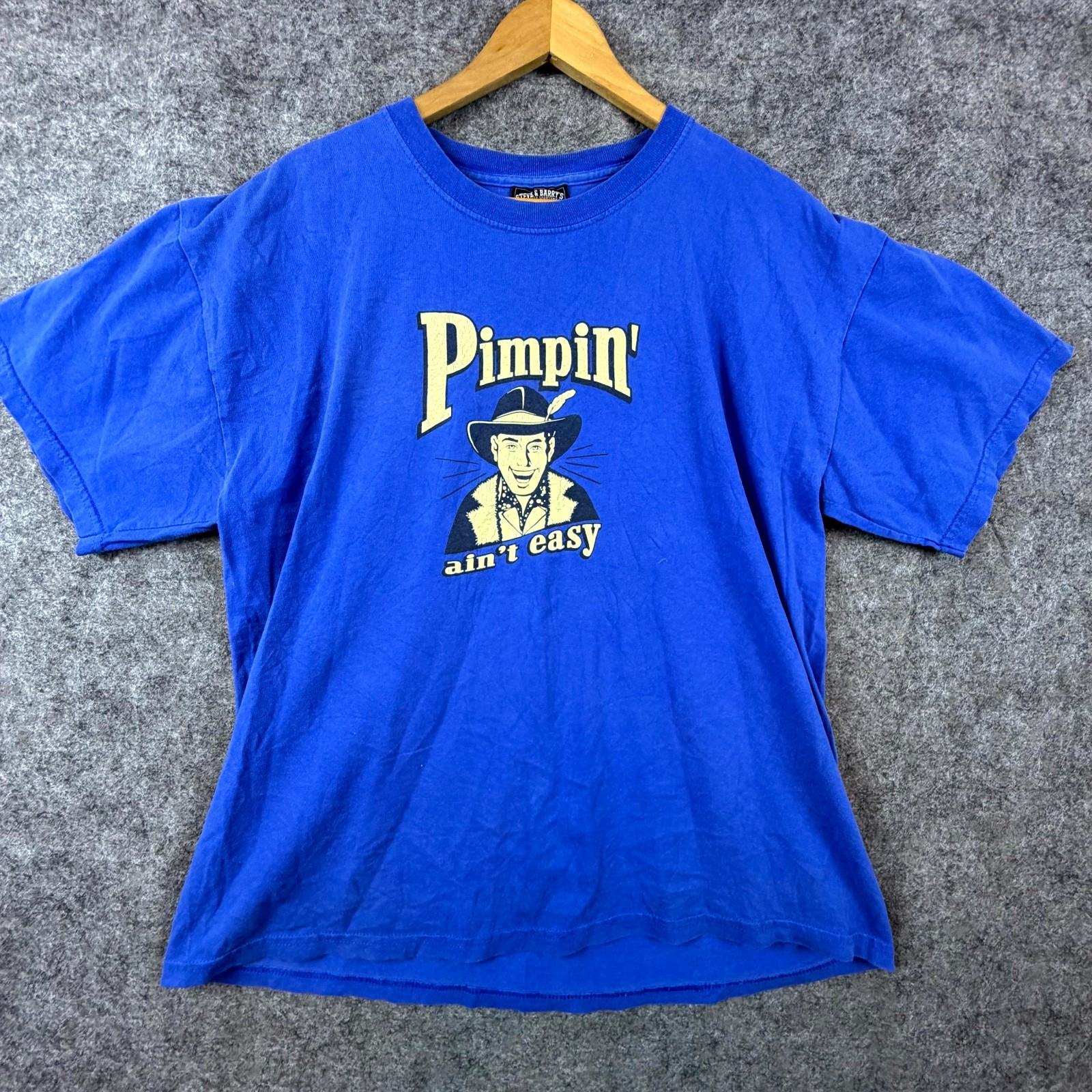 Vintage Steve & Barry's Pimpin Aint Easy T-Shirt Mens XL Blue Cotton Graphic