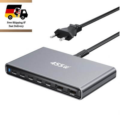 USB C Ladegerät 455W 7 Port Multi Ladestation GaN PD PPS Kompatibel