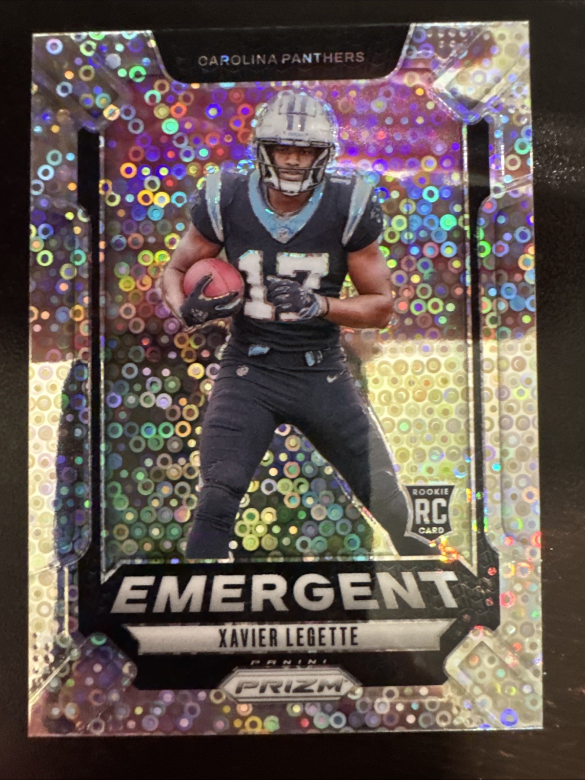 2024 Panini Prizm Xavier Legette Emergent No Huddle Disco Rookie #15 Panthers